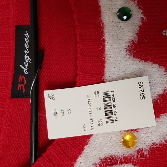 33 Degrees Gingerbread with Peppermint Candy Knit Ugly Christmas Sweater Size XS - Picture 3 of 15